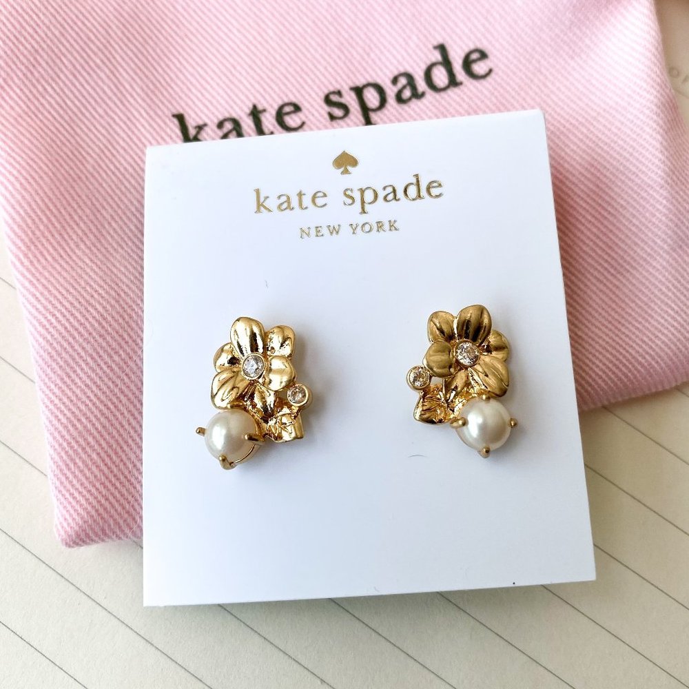Kate Spade Wild Garden Flower Pearl Stud Earrings